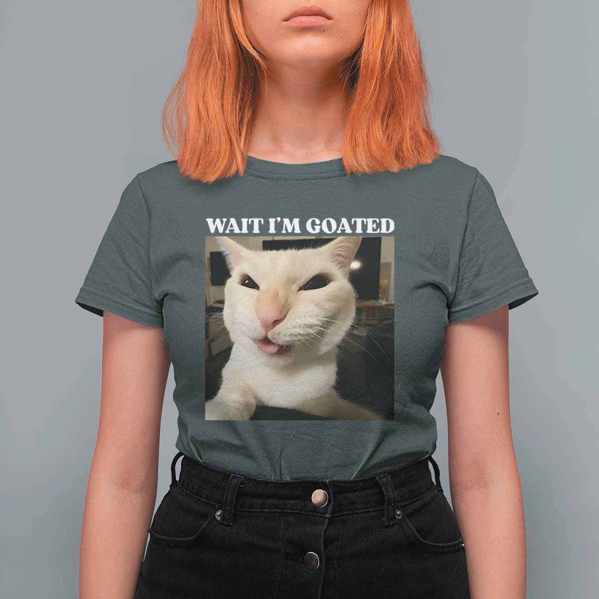 Funny Cat Meme Lover T Shirt For Women Wait Im Goated