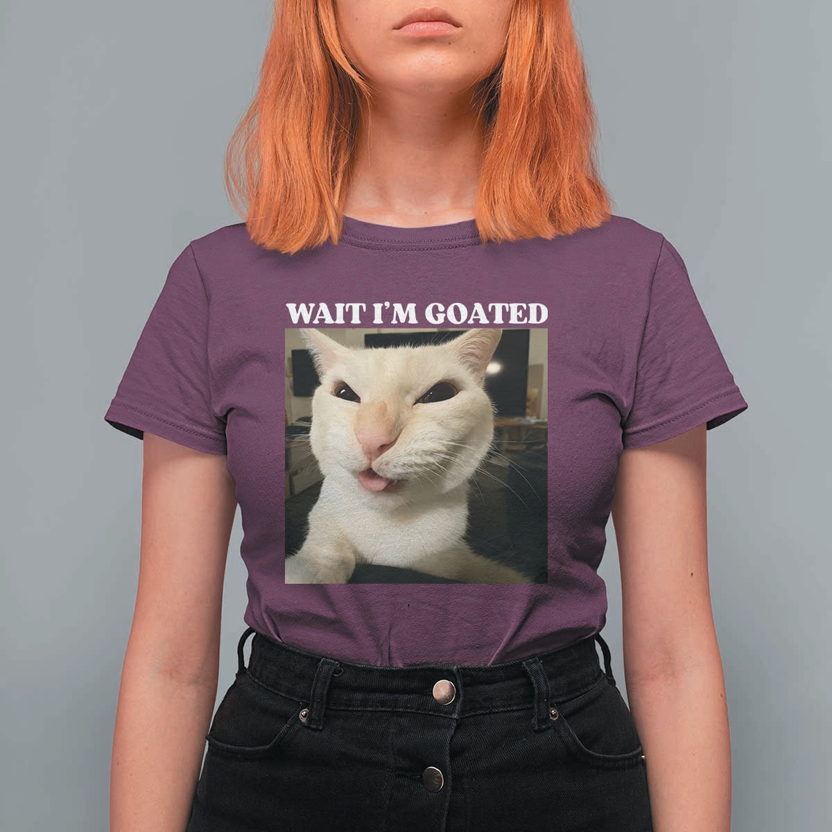 Funny Cat Meme Lover T Shirt For Women Wait Im Goated