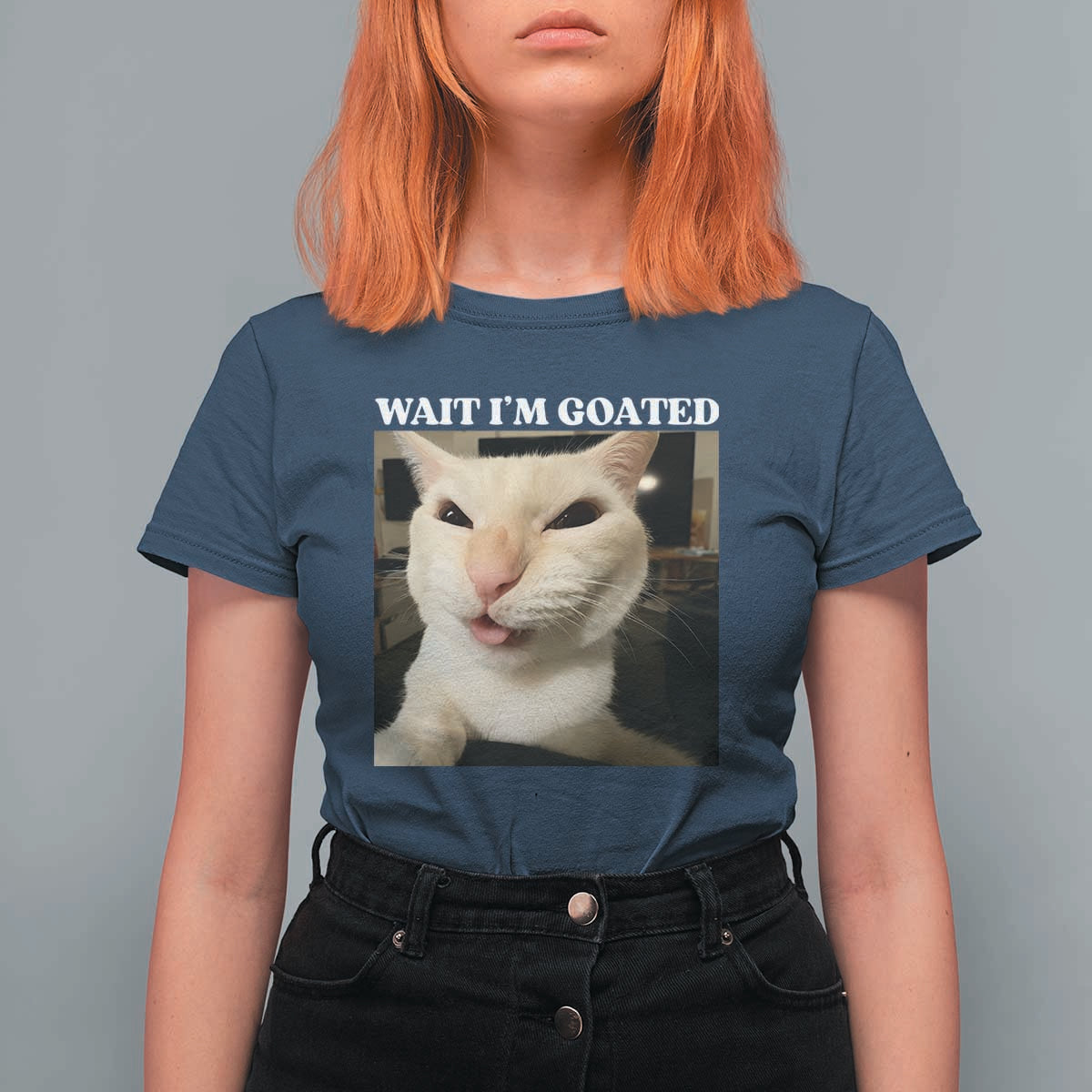 Funny Cat Meme Lover T Shirt For Women Wait Im Goated