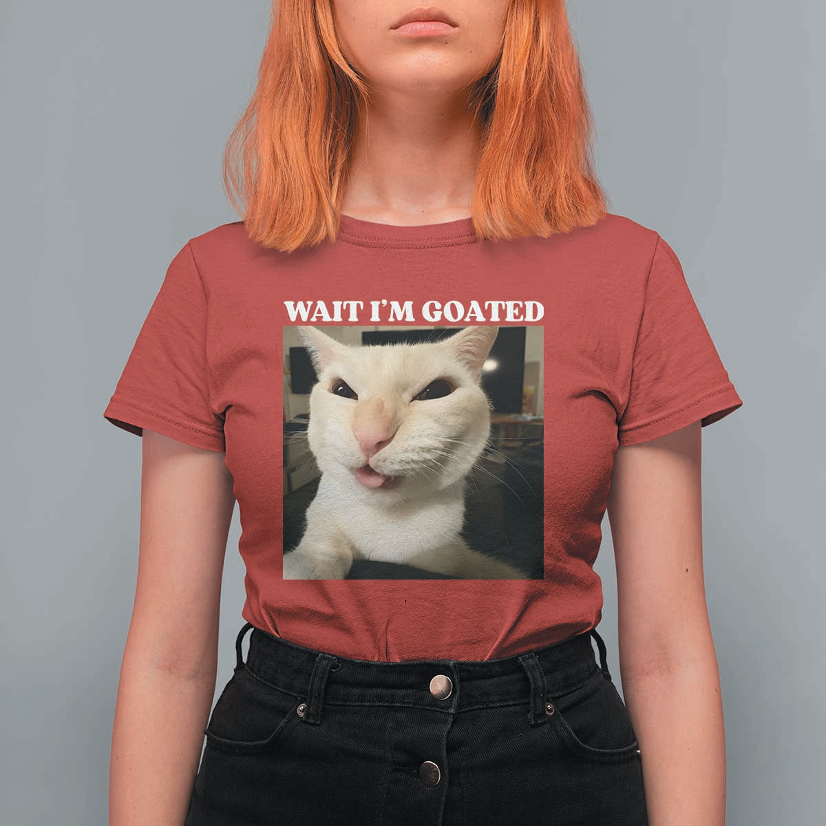 Funny Cat Meme Lover T Shirt For Women Wait Im Goated