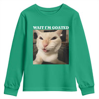 Funny Cat Meme Lover Youth Sweatshirt Wait Im Goated
