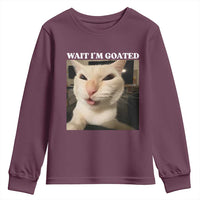 Funny Cat Meme Lover Youth Sweatshirt Wait Im Goated