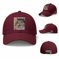 Funny Silly Cat Meme Baseball Cap Wait Im Goated