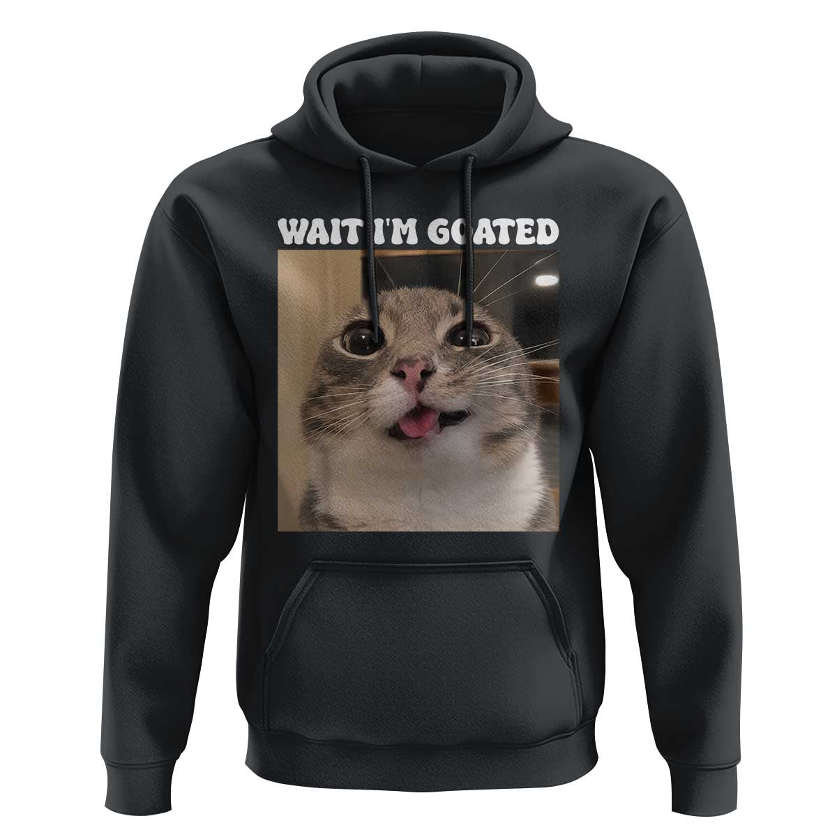 Funny Silly Cat Meme Hoodie Wait Im Goated