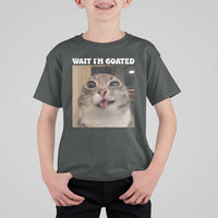 Funny Silly Cat Meme T Shirt For Kid Wait Im Goated