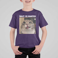 Funny Silly Cat Meme T Shirt For Kid Wait Im Goated