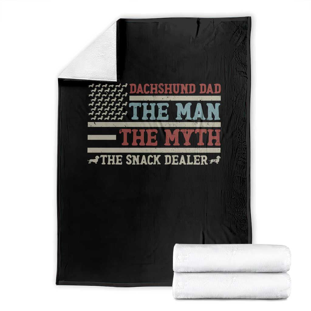 American Flag Dachshund Dad Throw Blanket The Man The Myth The Snack Dealer