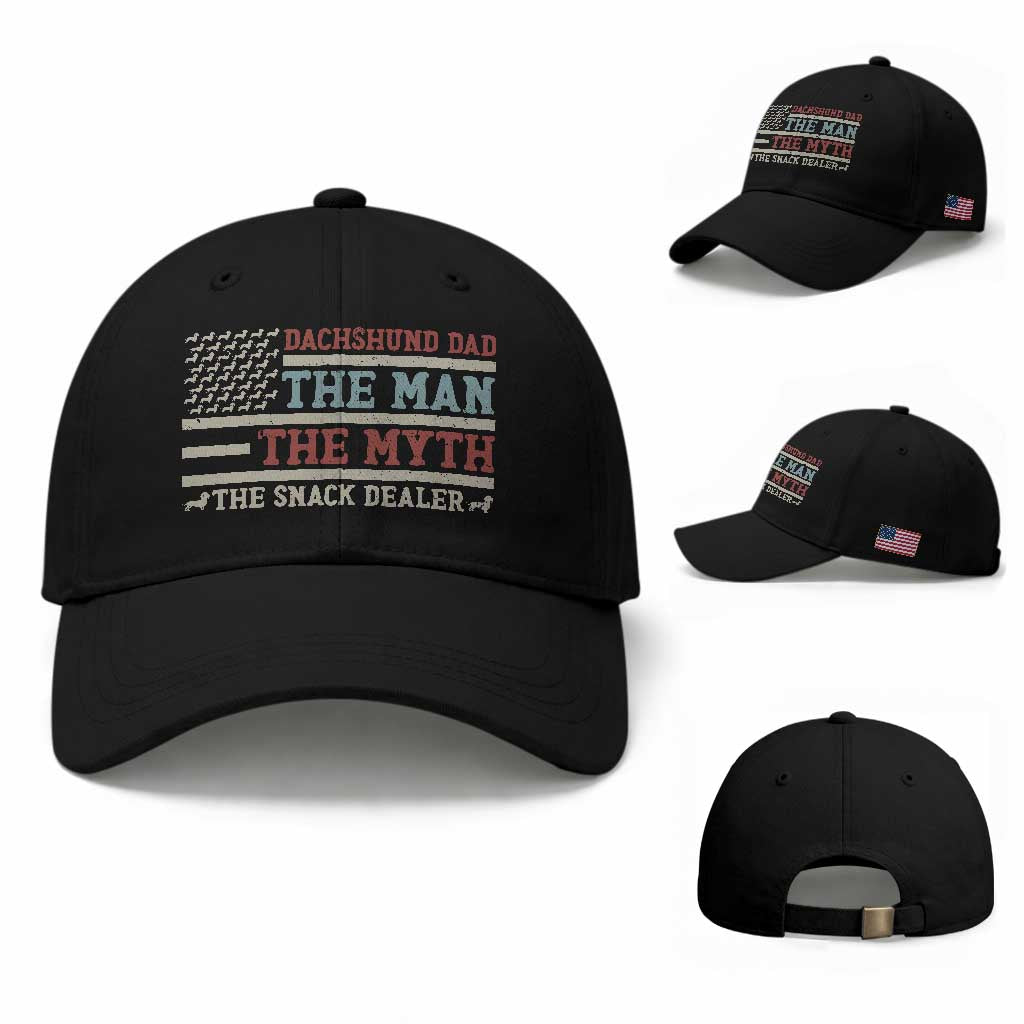 American Flag Dachshund Dad Baseball Cap The Man The Myth The Snack Dealer