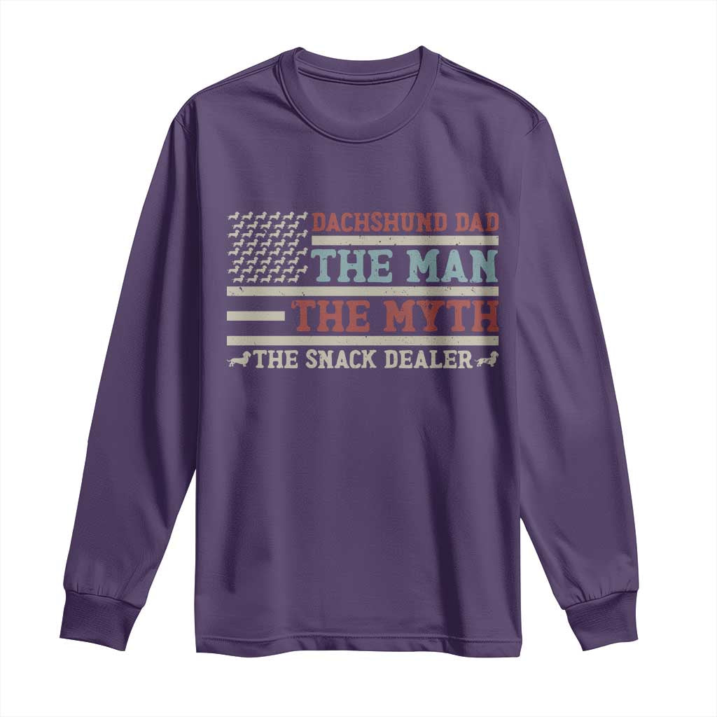 American Flag Dachshund Dad Long Sleeve Shirt The Man The Myth The Snack Dealer