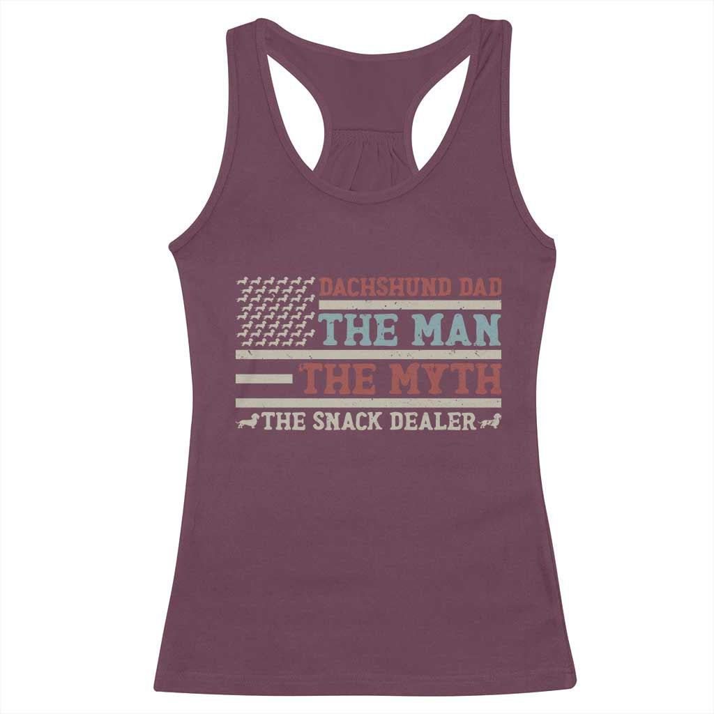 American Flag Dachshund Dad Racerback Tank Top The Man The Myth The Snack Dealer