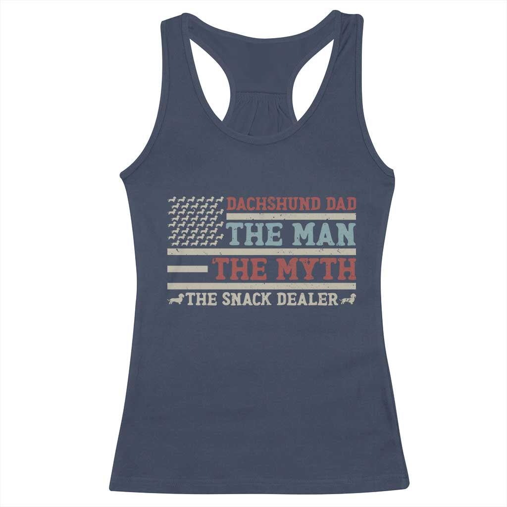 American Flag Dachshund Dad Racerback Tank Top The Man The Myth The Snack Dealer