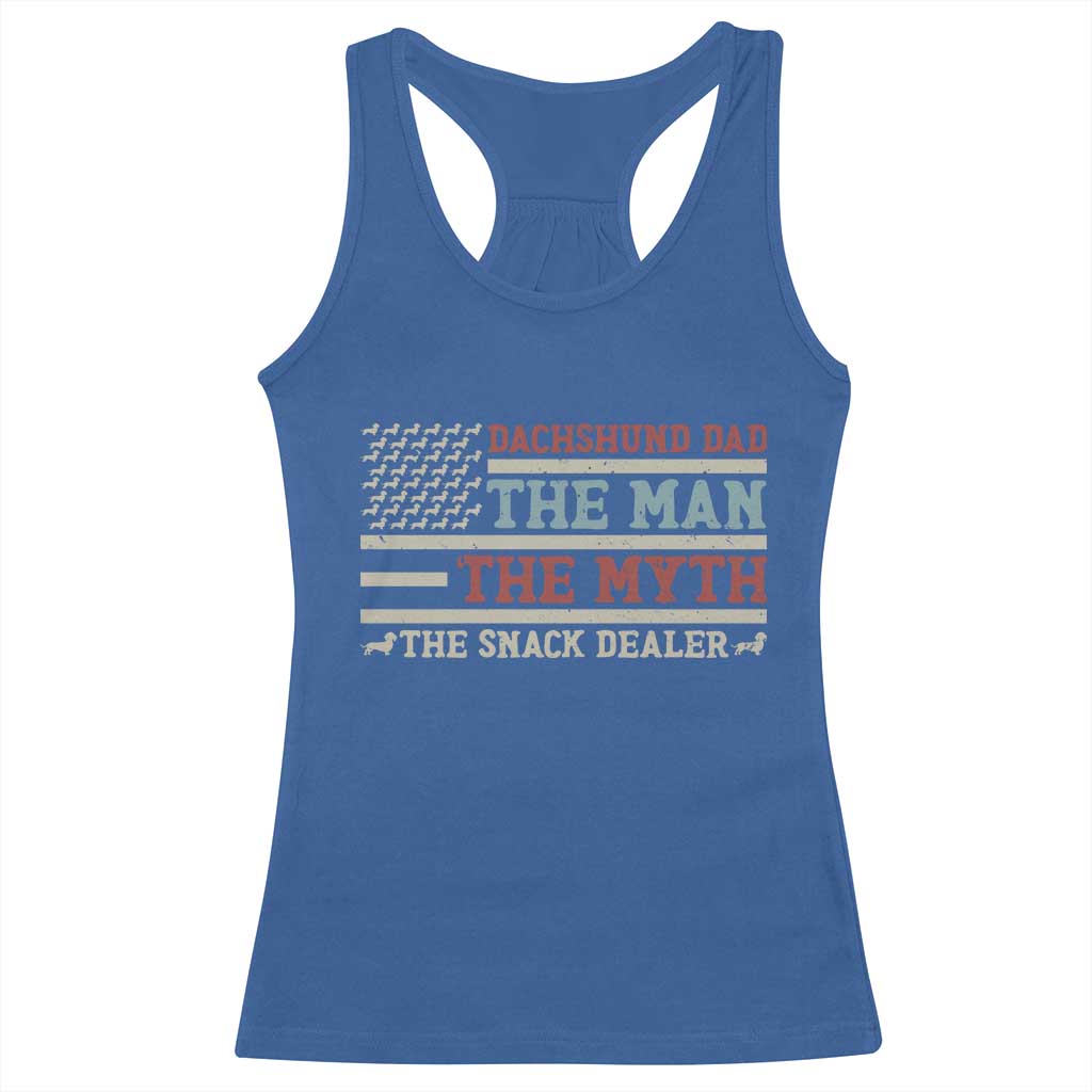 American Flag Dachshund Dad Racerback Tank Top The Man The Myth The Snack Dealer