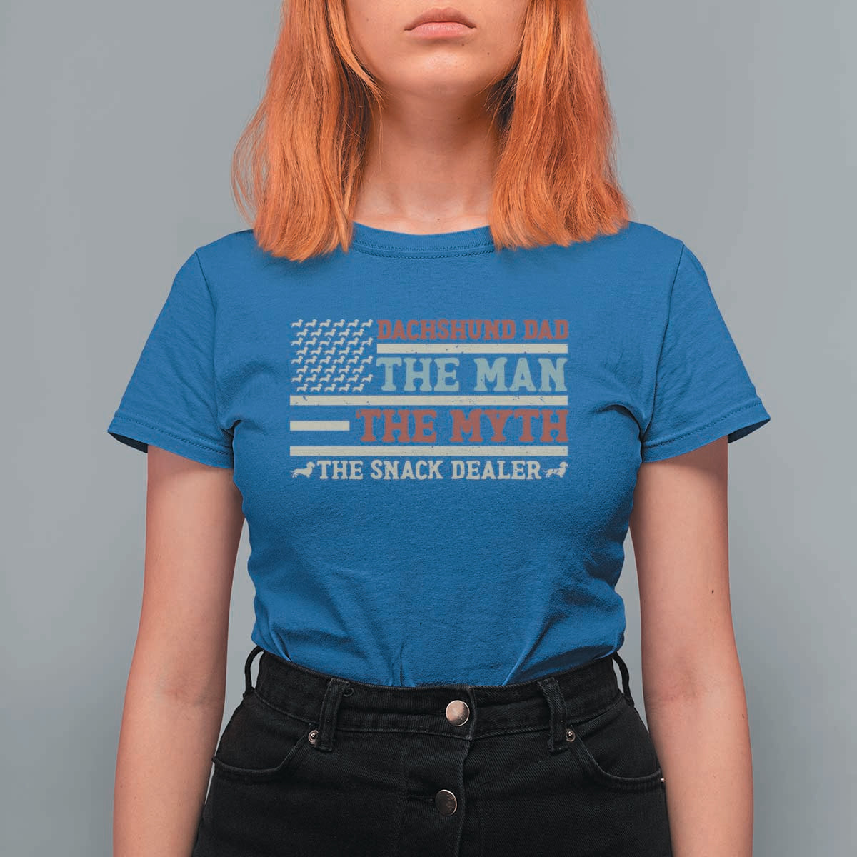 American Flag Dachshund Dad T Shirt For Women The Man The Myth The Snack Dealer