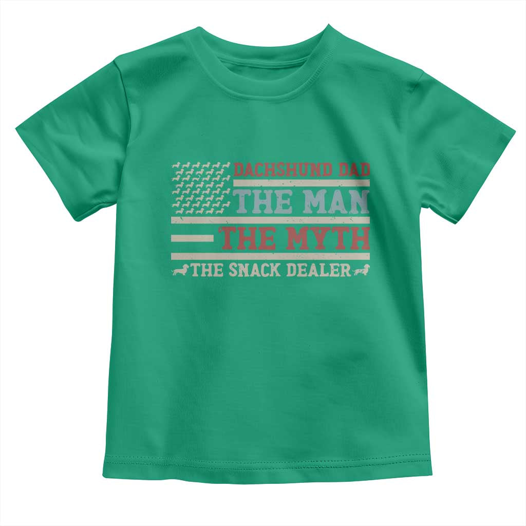 American Flag Dachshund Dad Toddler T Shirt The Man The Myth The Snack Dealer