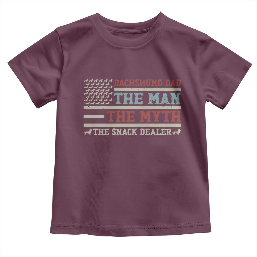 American Flag Dachshund Dad Toddler T Shirt The Man The Myth The Snack Dealer