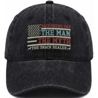 American Flag Dachshund Dad Washed Cotton Baseball Cap The Man The Myth The Snack Dealer