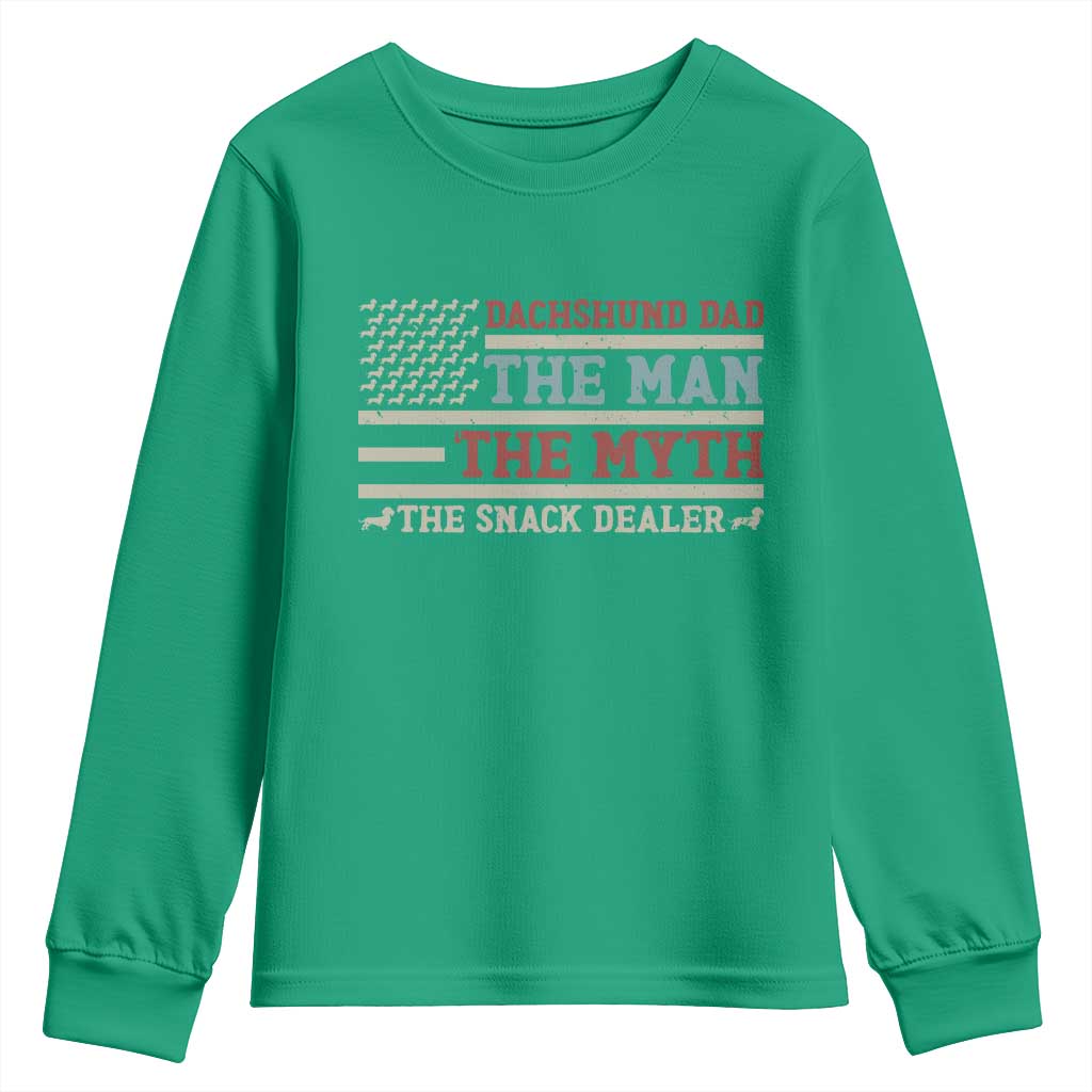 American Flag Dachshund Dad Youth Sweatshirt The Man The Myth The Snack Dealer