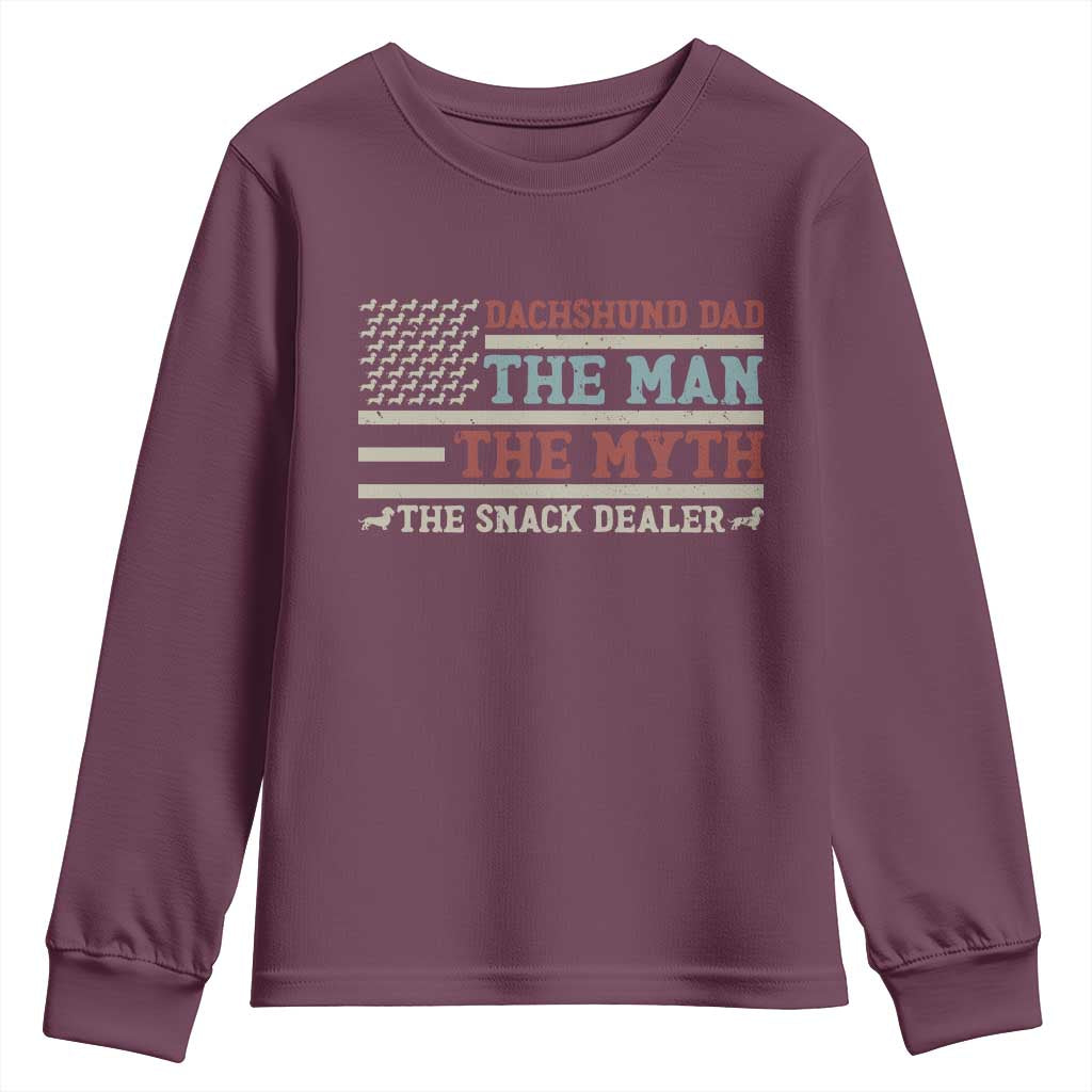 American Flag Dachshund Dad Youth Sweatshirt The Man The Myth The Snack Dealer