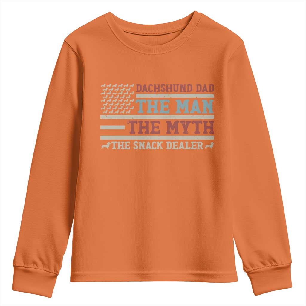 American Flag Dachshund Dad Youth Sweatshirt The Man The Myth The Snack Dealer