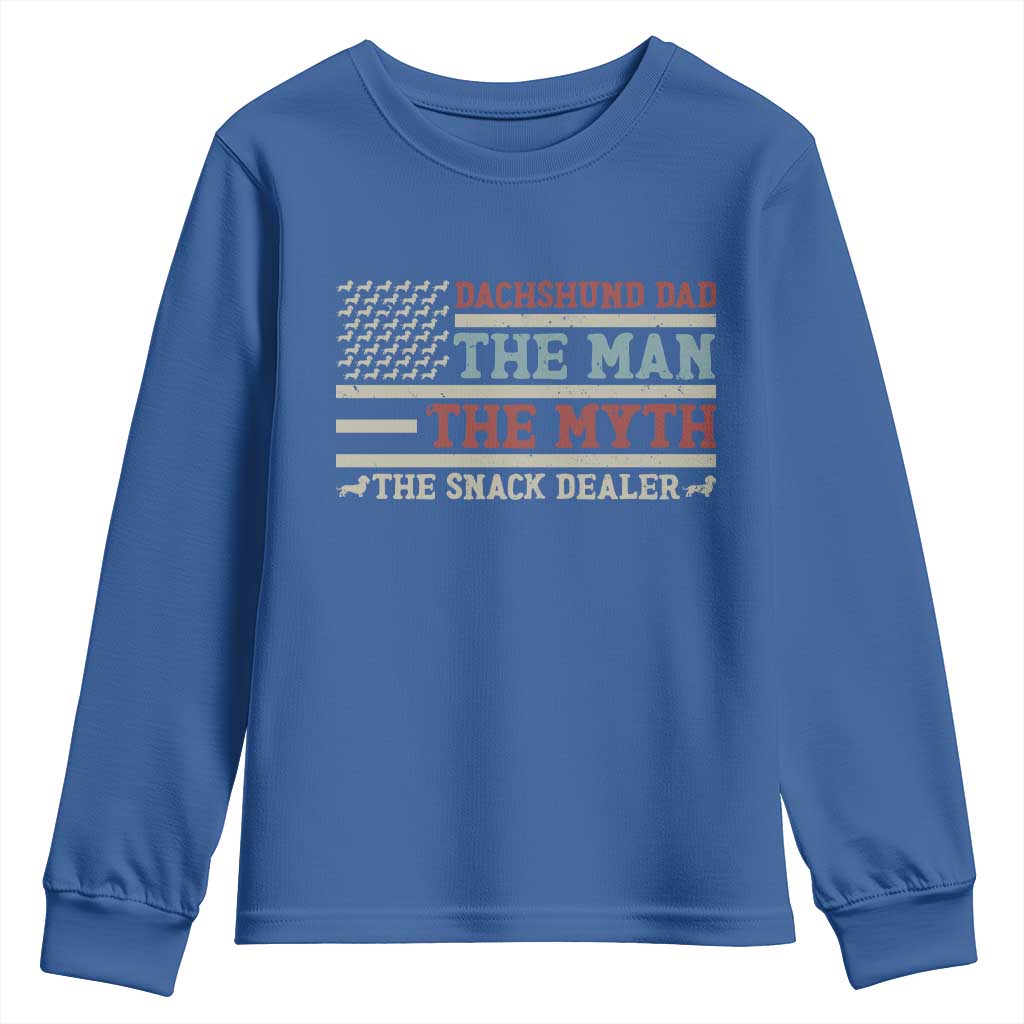 American Flag Dachshund Dad Youth Sweatshirt The Man The Myth The Snack Dealer
