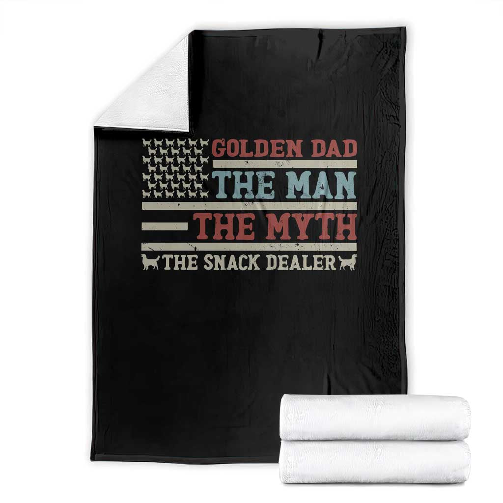 Vintage Golden Retriever Dad Throw Blanket The Man The Myth The Snack Dealer