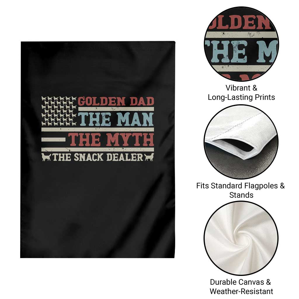 Vintage Golden Retriever Dad Garden Flag The Man The Myth The Snack Dealer