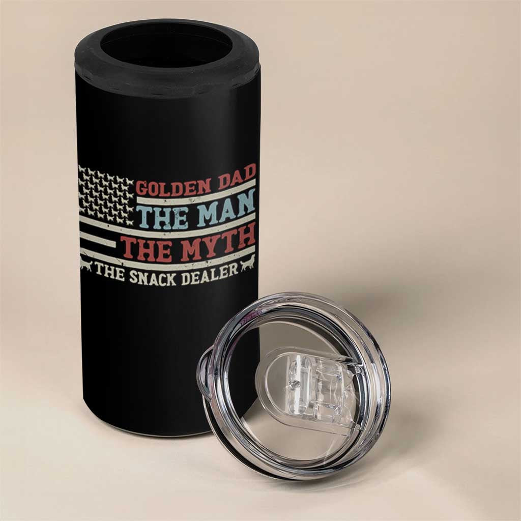 Vintage Golden Retriever Dad 4 in 1 Can Cooler Tumbler The Man The Myth The Snack Dealer