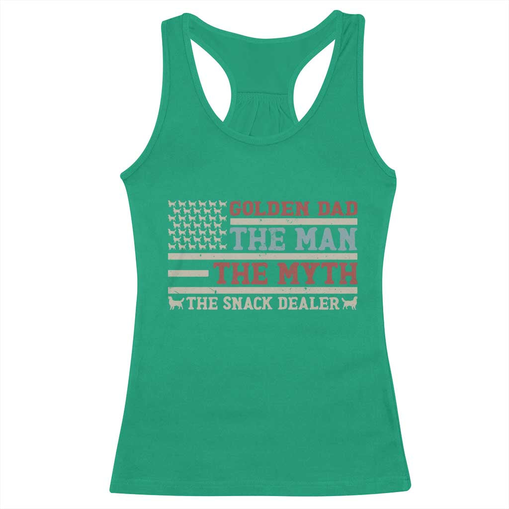 Vintage Golden Retriever Dad Racerback Tank Top The Man The Myth The Snack Dealer