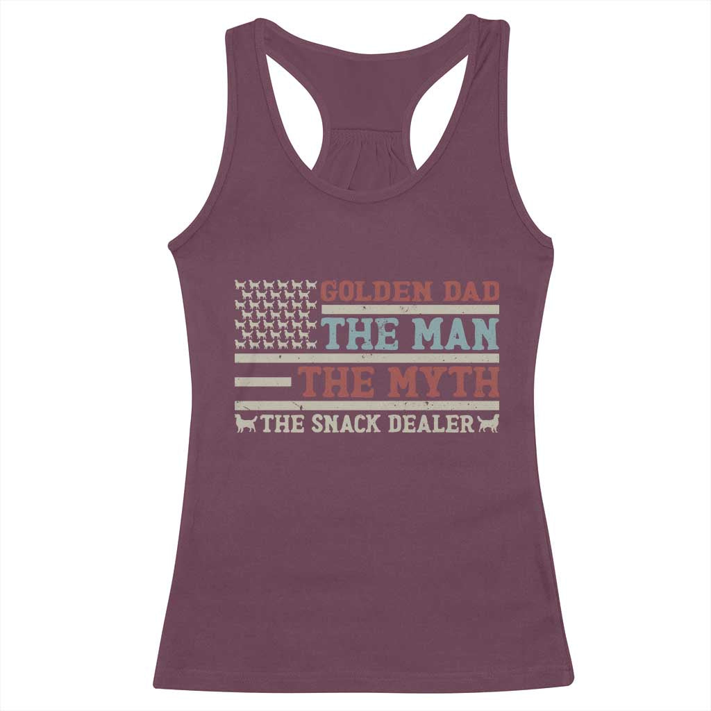 Vintage Golden Retriever Dad Racerback Tank Top The Man The Myth The Snack Dealer