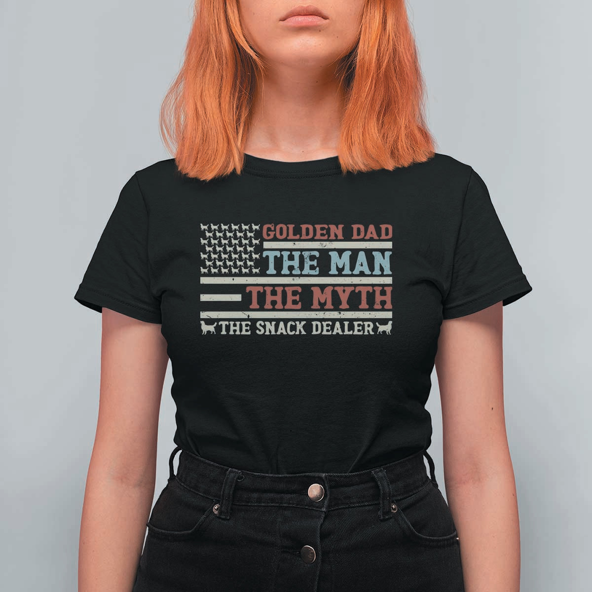 Vintage Golden Retriever Dad T Shirt For Women The Man The Myth The Snack Dealer