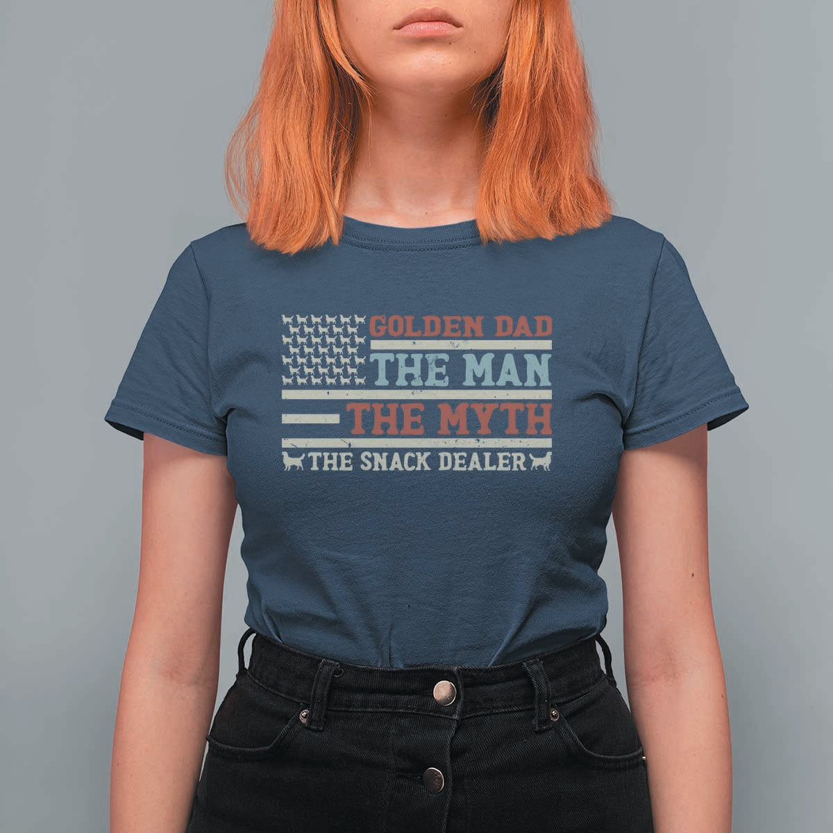 Vintage Golden Retriever Dad T Shirt For Women The Man The Myth The Snack Dealer