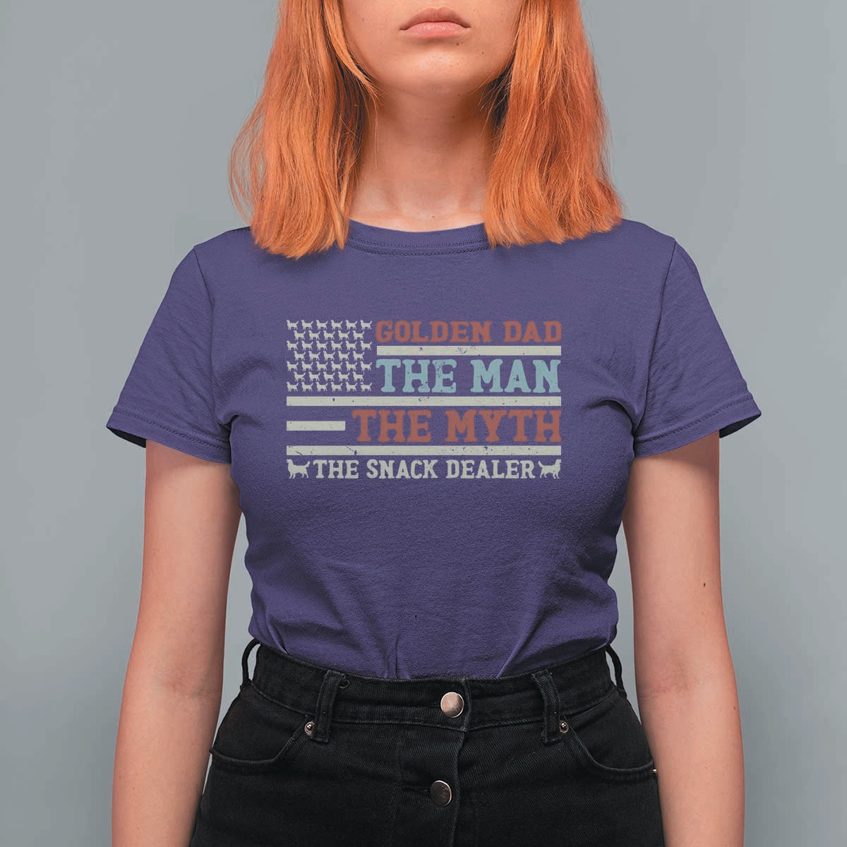 Vintage Golden Retriever Dad T Shirt For Women The Man The Myth The Snack Dealer