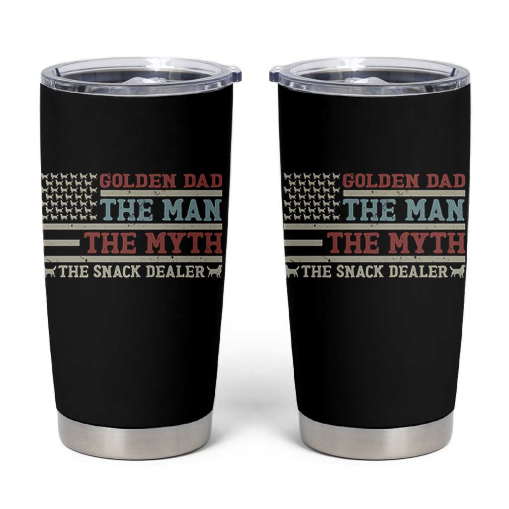 Vintage Golden Retriever Dad Tumbler Cup The Man The Myth The Snack Dealer