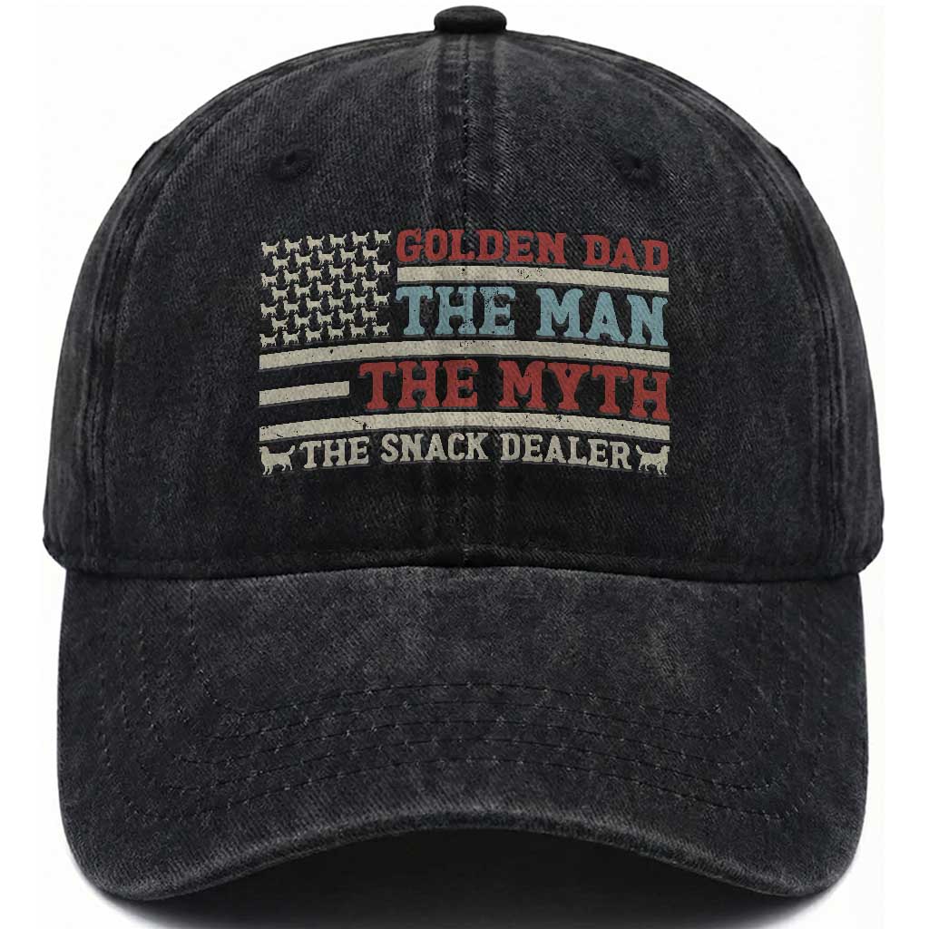 Vintage Golden Retriever Dad Washed Cotton Baseball Cap The Man The Myth The Snack Dealer