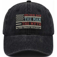 Vintage Golden Retriever Dad Washed Cotton Baseball Cap The Man The Myth The Snack Dealer