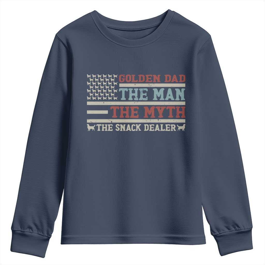 Vintage Golden Retriever Dad Youth Sweatshirt The Man The Myth The Snack Dealer