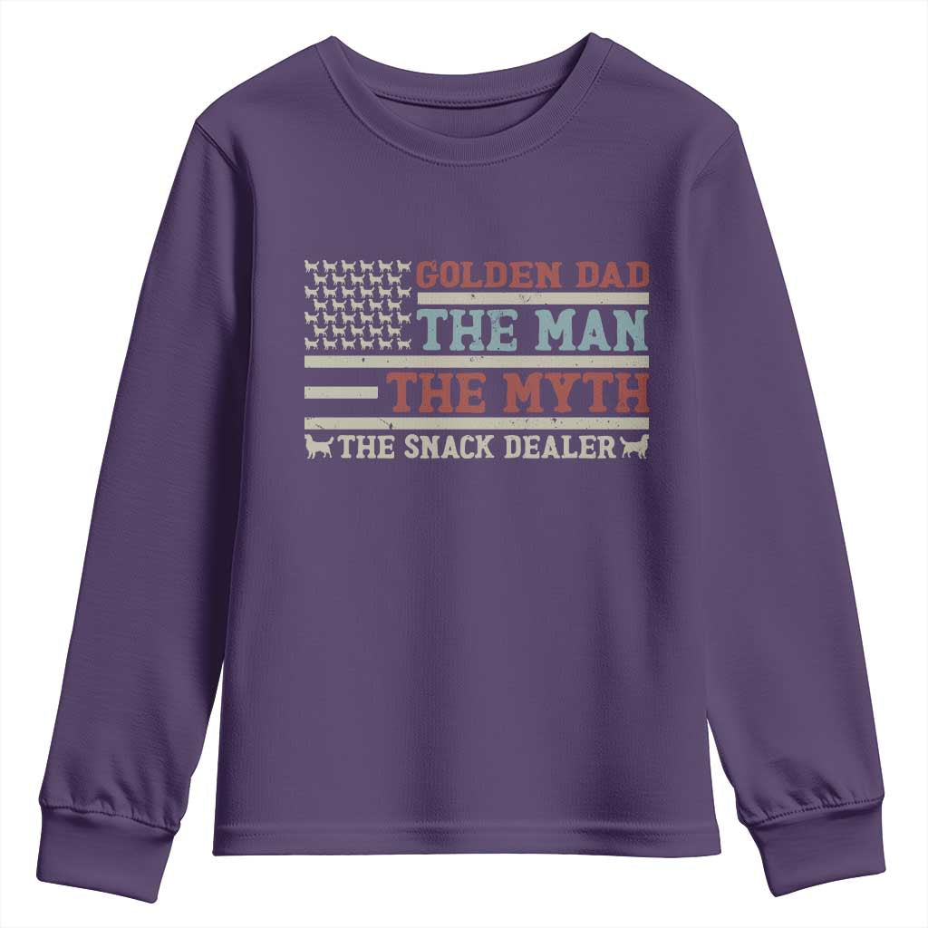 Vintage Golden Retriever Dad Youth Sweatshirt The Man The Myth The Snack Dealer
