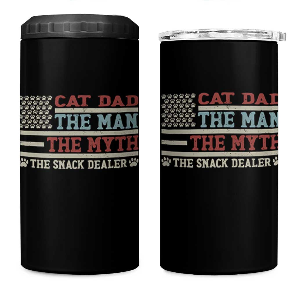 Vintage USA Cat Dad 4 in 1 Can Cooler Tumbler The Man The Myth The Snack Dealer