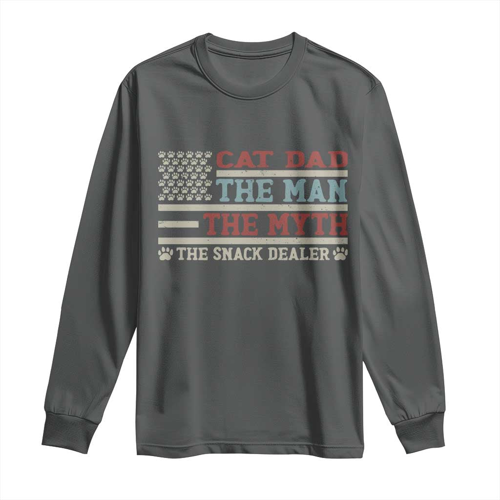 Vintage USA Cat Dad Long Sleeve Shirt The Man The Myth The Snack Dealer