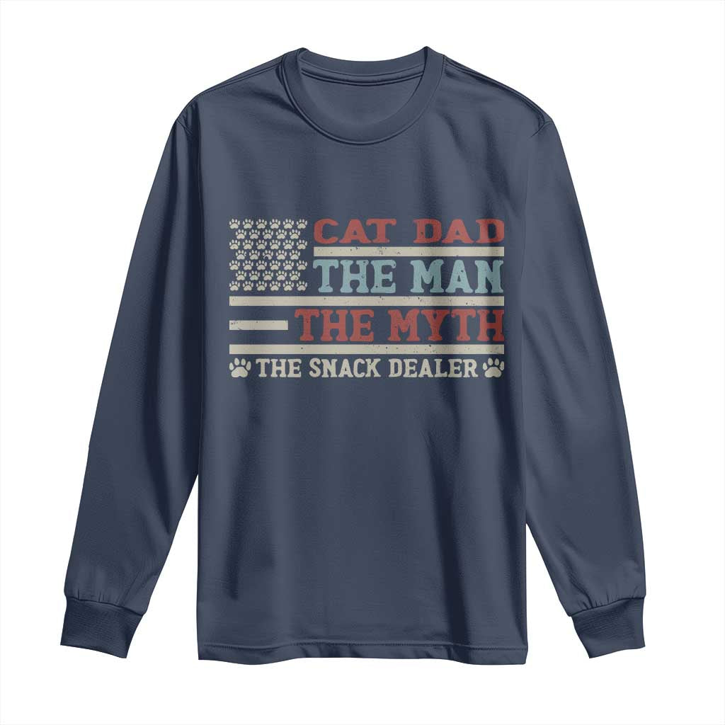 Vintage USA Cat Dad Long Sleeve Shirt The Man The Myth The Snack Dealer