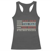 Vintage USA Cat Dad Racerback Tank Top The Man The Myth The Snack Dealer