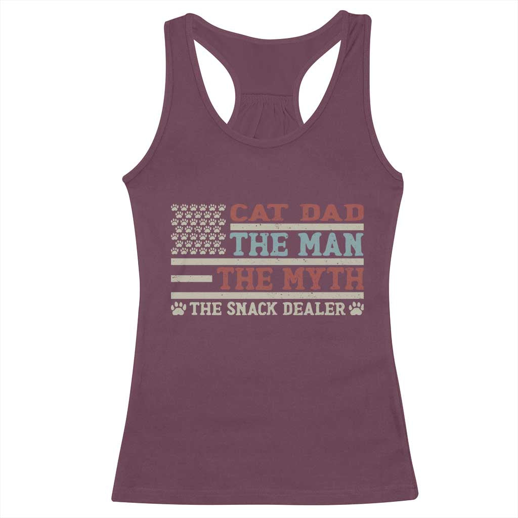 Vintage USA Cat Dad Racerback Tank Top The Man The Myth The Snack Dealer