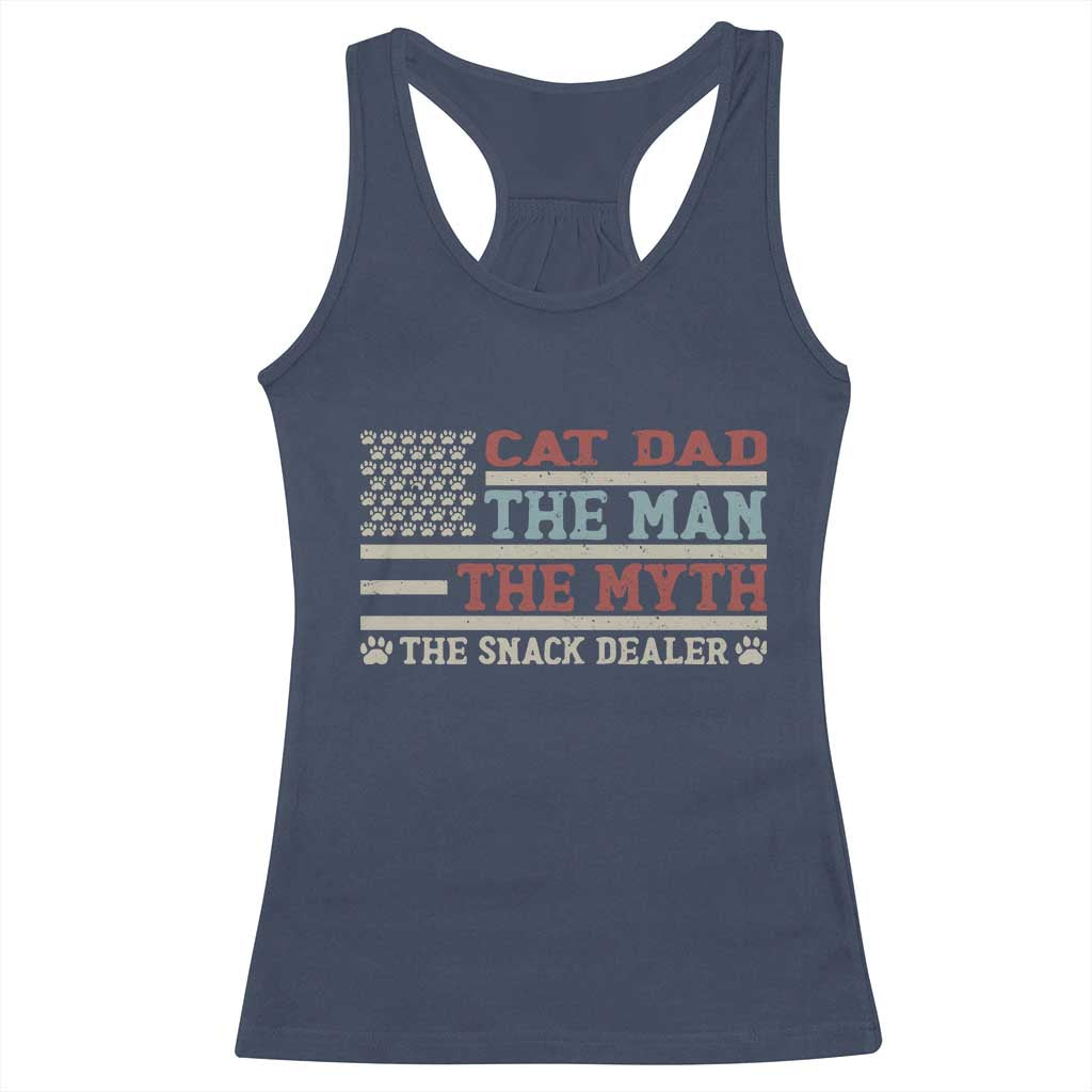 Vintage USA Cat Dad Racerback Tank Top The Man The Myth The Snack Dealer
