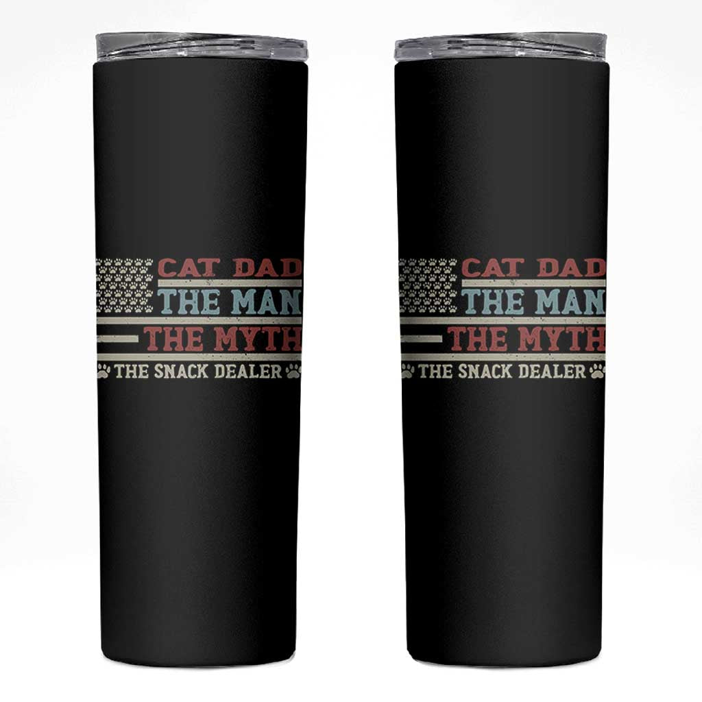 Vintage USA Cat Dad Skinny Tumbler The Man The Myth The Snack Dealer