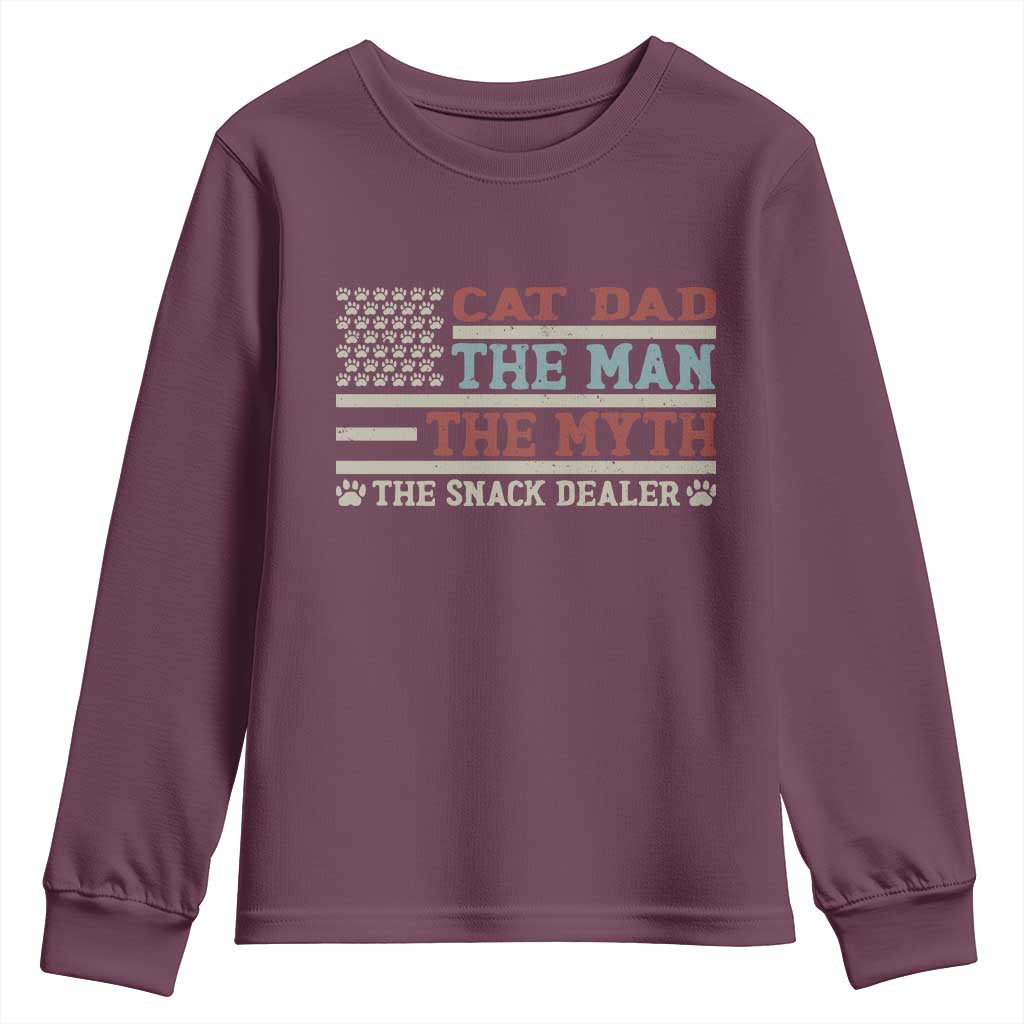 Vintage USA Cat Dad Youth Sweatshirt The Man The Myth The Snack Dealer