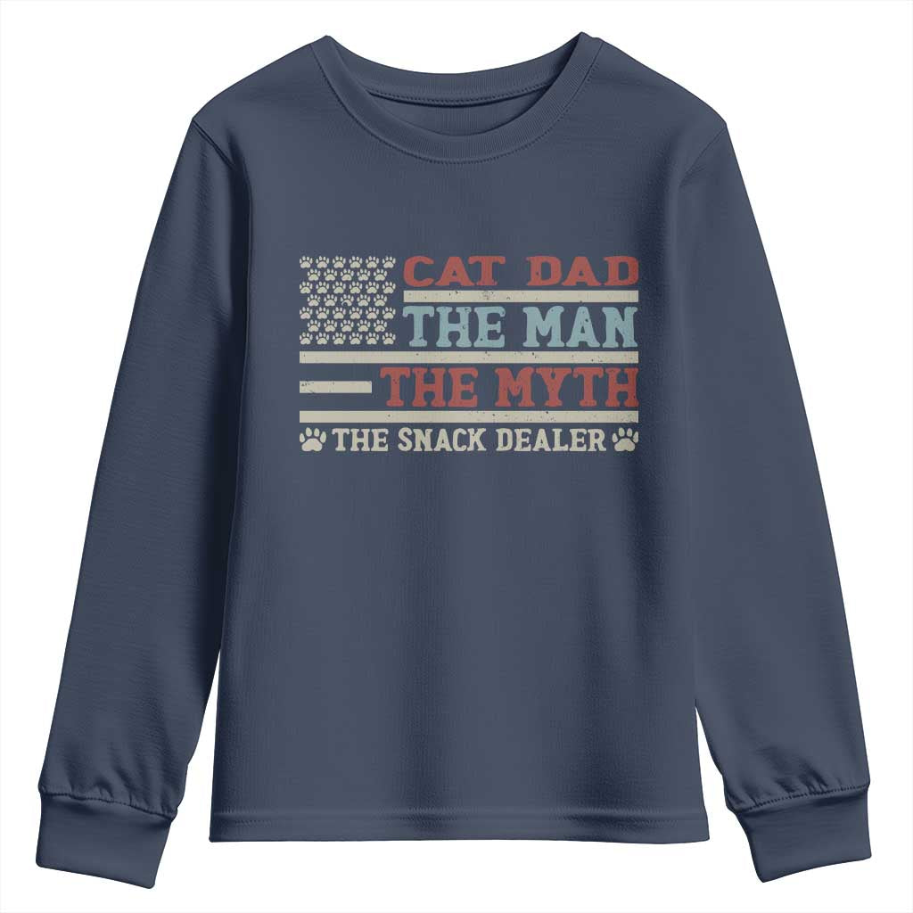 Vintage USA Cat Dad Youth Sweatshirt The Man The Myth The Snack Dealer