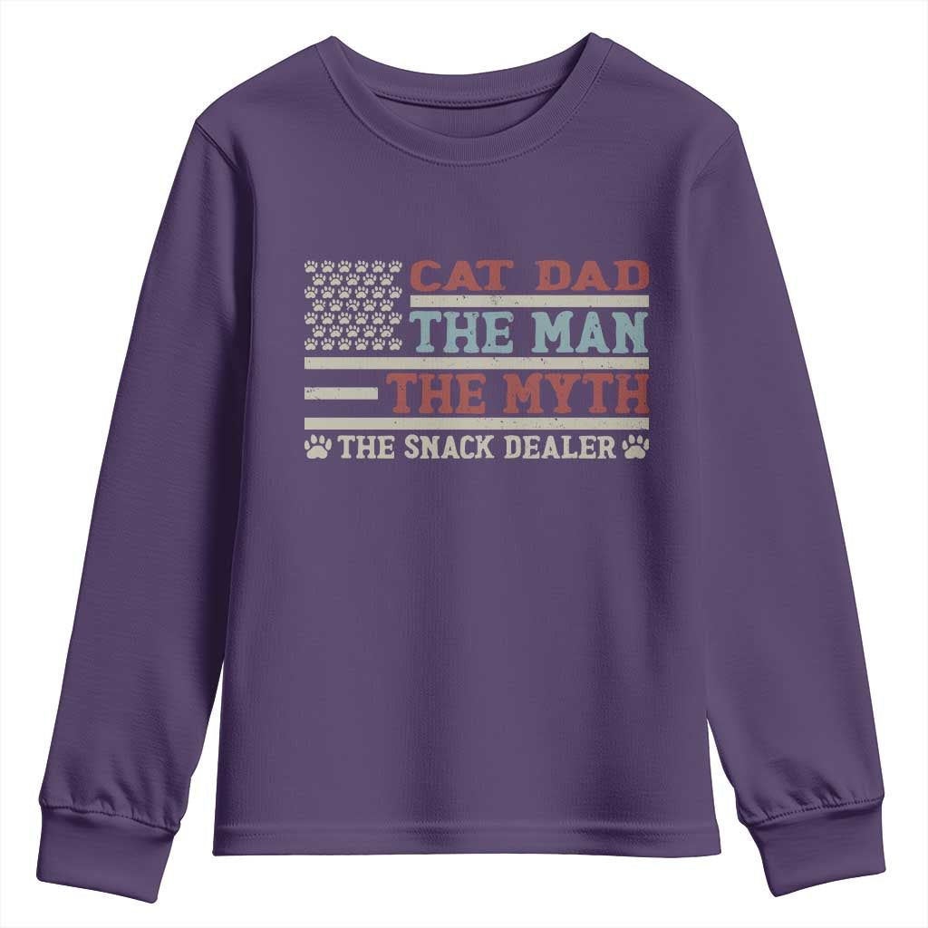 Vintage USA Cat Dad Youth Sweatshirt The Man The Myth The Snack Dealer