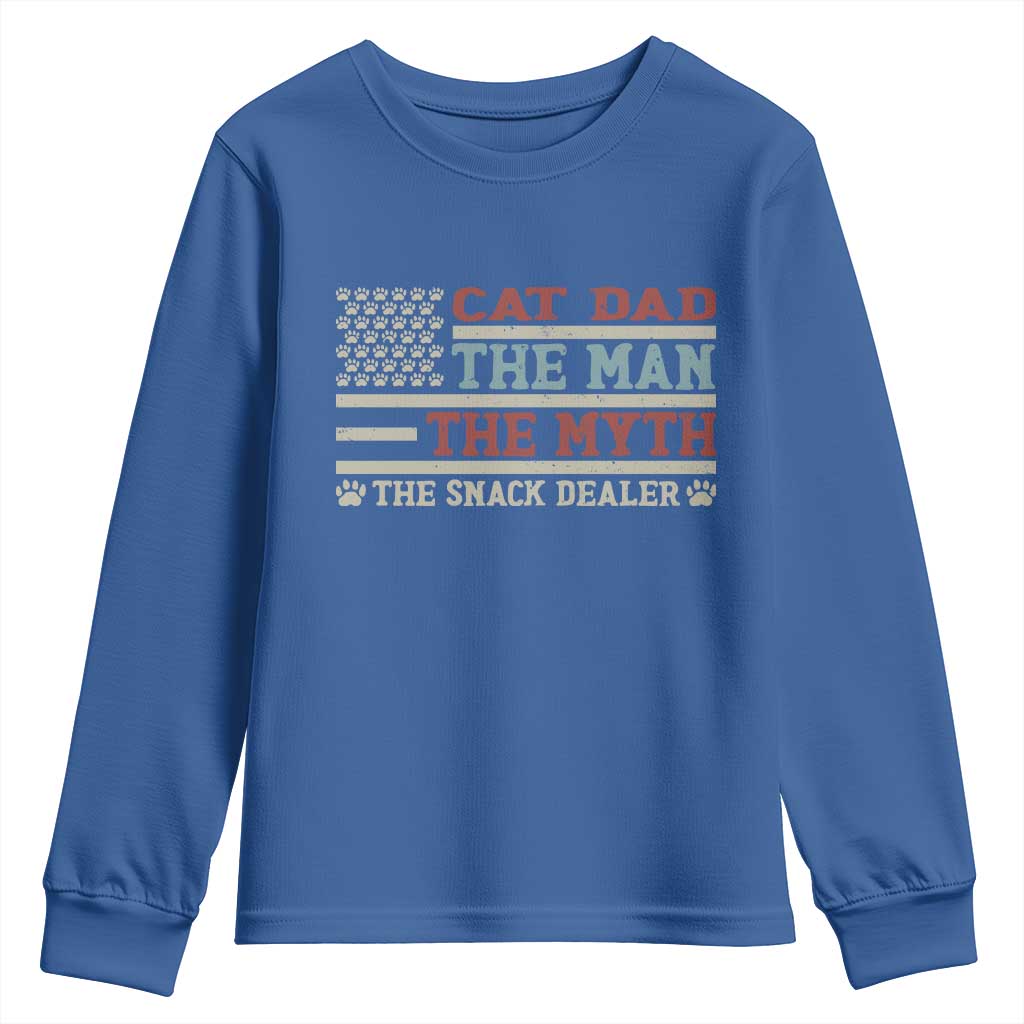 Vintage USA Cat Dad Youth Sweatshirt The Man The Myth The Snack Dealer