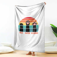 Funny Vintage Black Cat Introvert Throw Blanket Rock Paper Scissors Paw