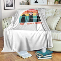 Funny Vintage Black Cat Introvert Throw Blanket Rock Paper Scissors Paw